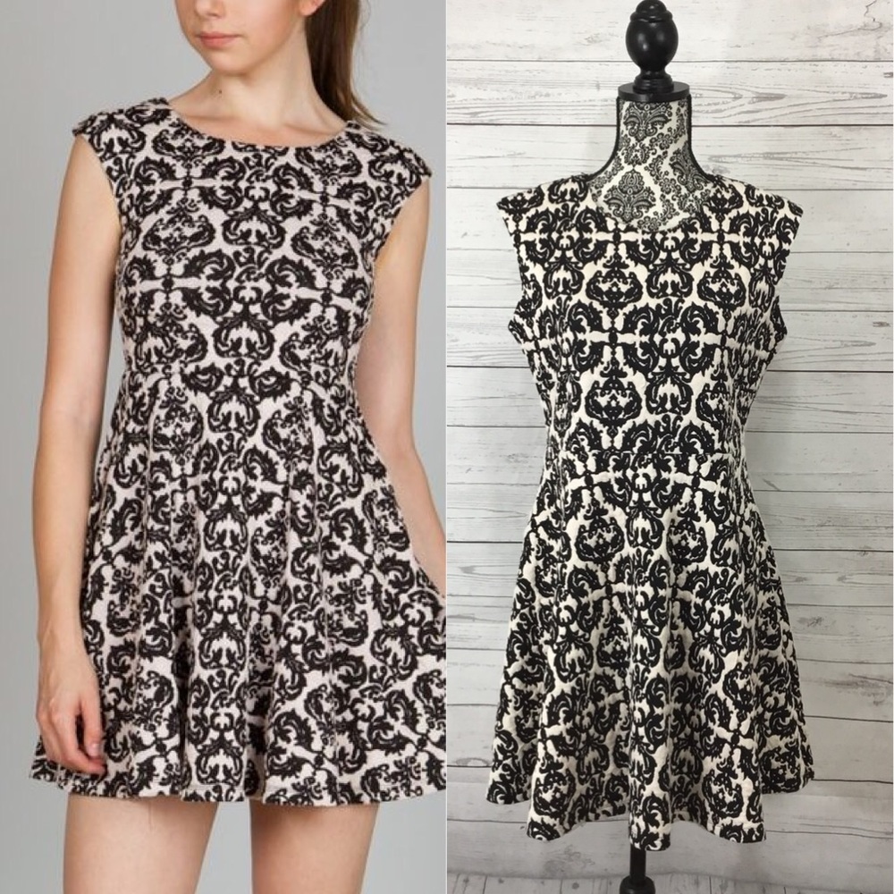 Ark & Co. Sleeveless Damask Textured A-Line Dress